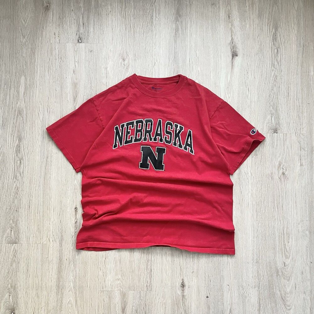 Nebraska Cornhuskers Champion T-Shirt Mens Large Red NCAA Football Tee
